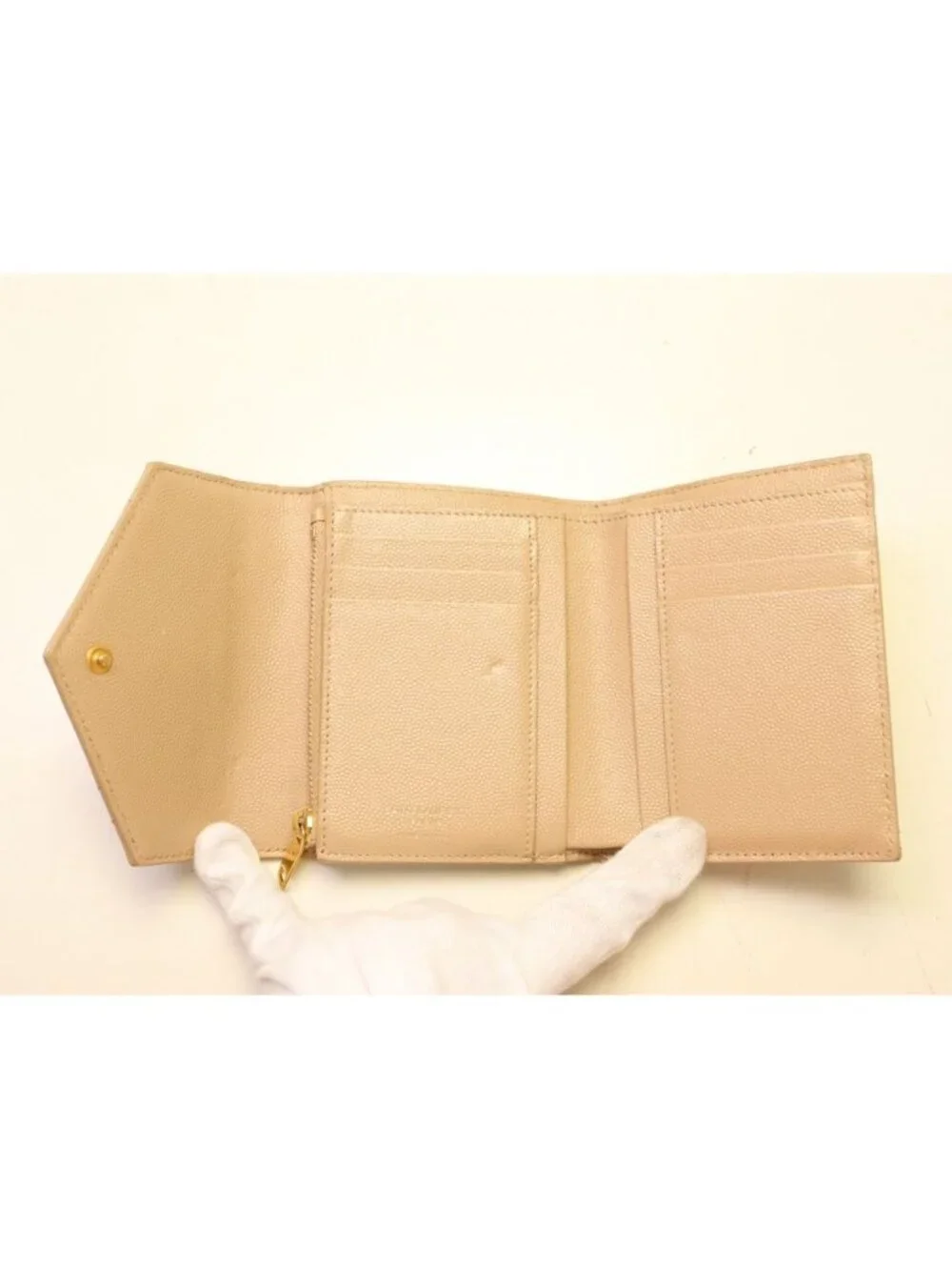 Saint Laurent Envelope Gray Leather Trifold Wallet